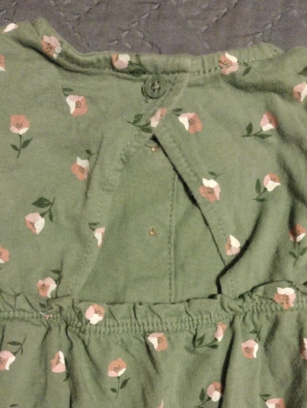 Carter's Olive Green Floral Sleeveless Baby Romper - Picture 7 of 7